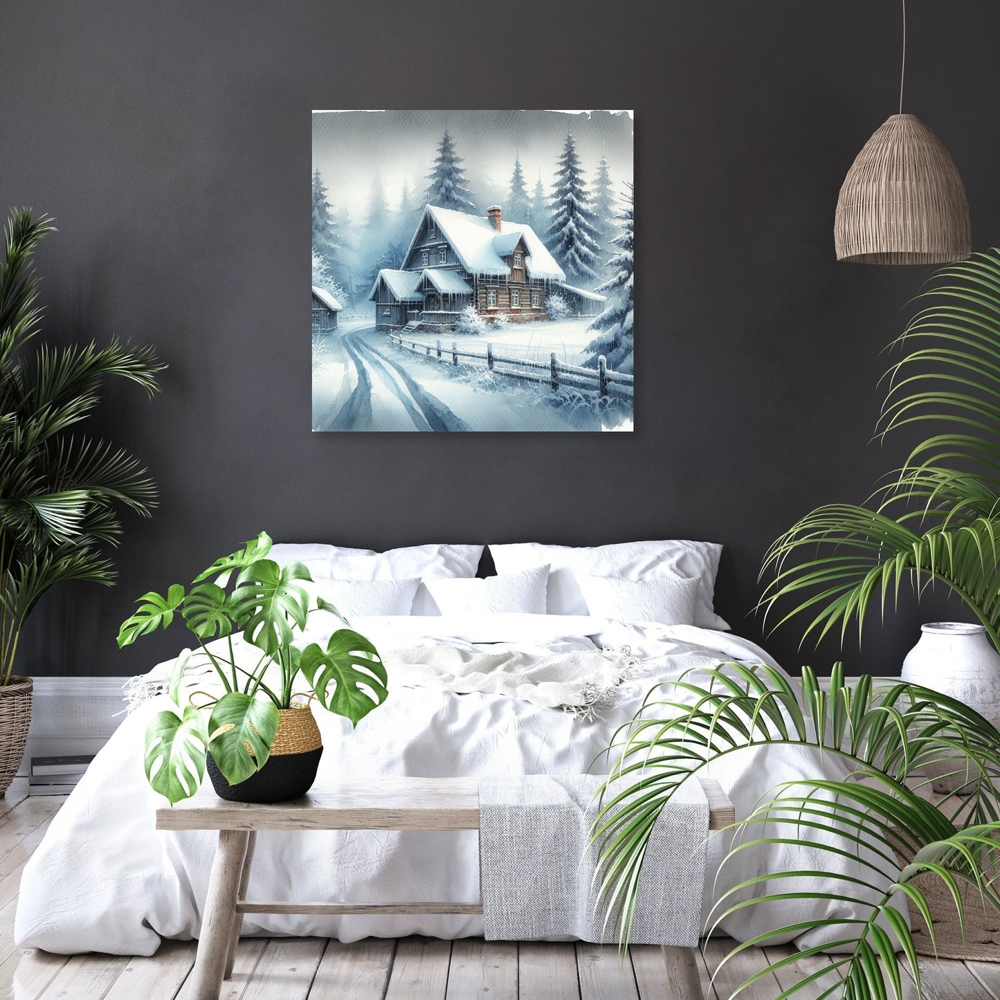 Winter Solitude Watercolour Canvas