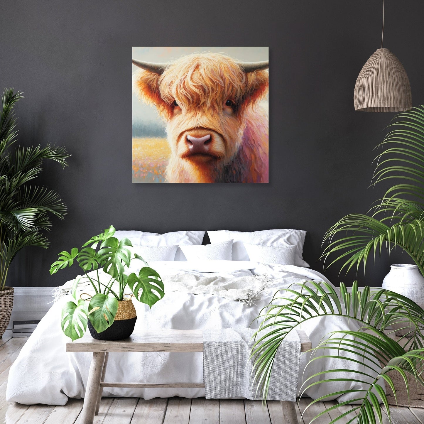 Gentle Highland Cow Gaze Canvas