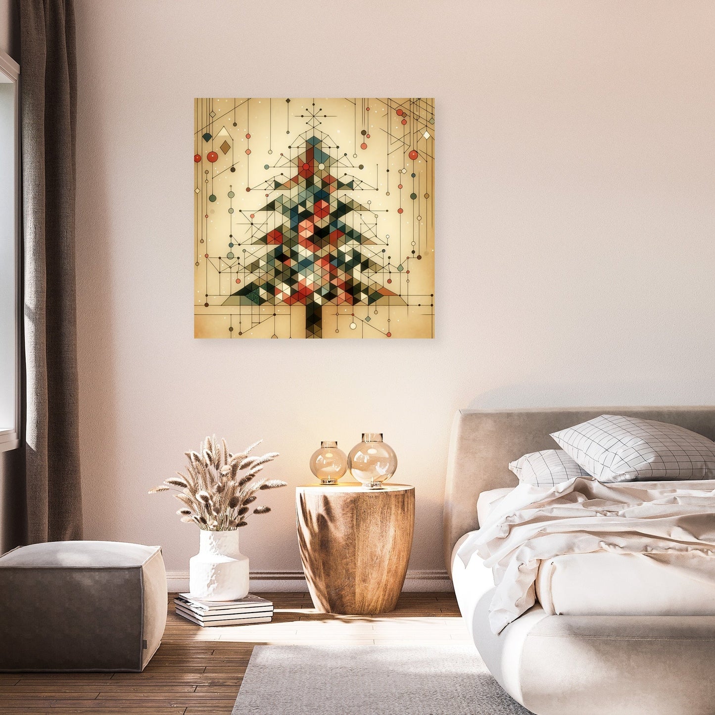 Geometric Festivity Christmas Tree Canvas