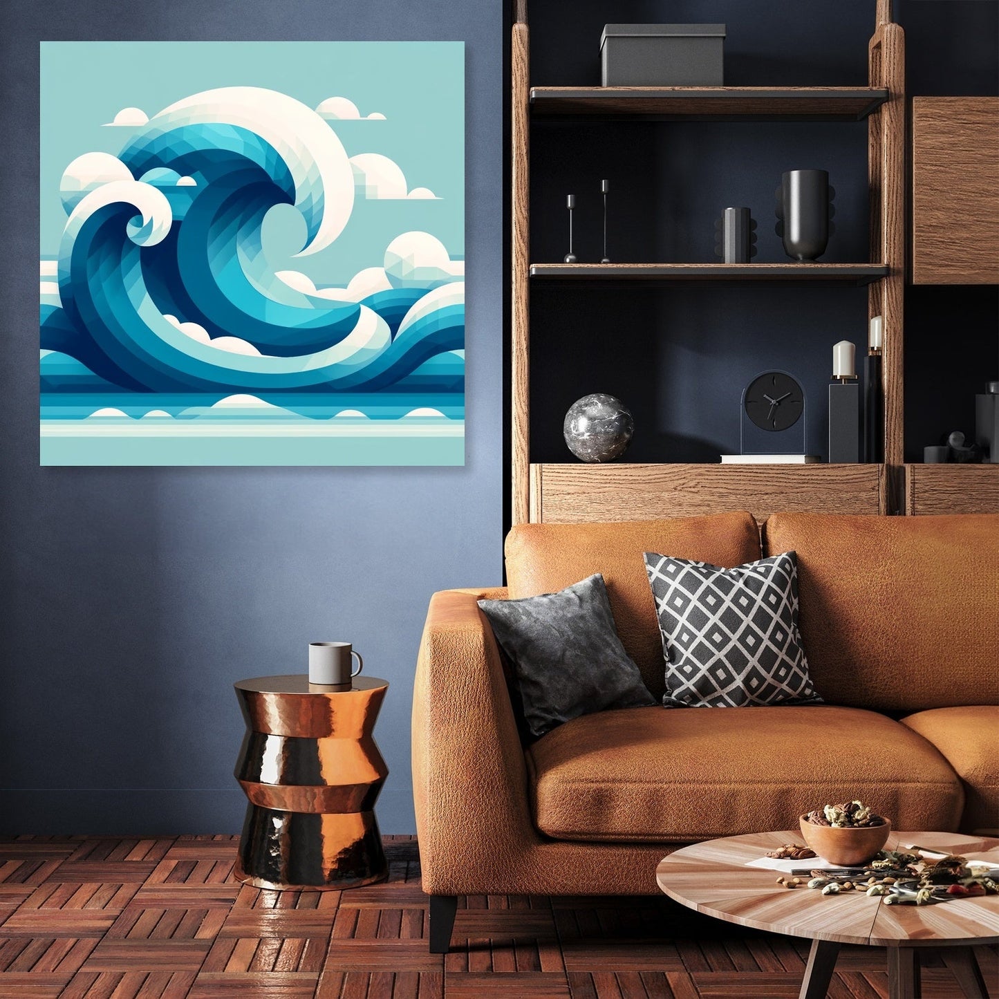 Ocean Wave Geometry Canvas
