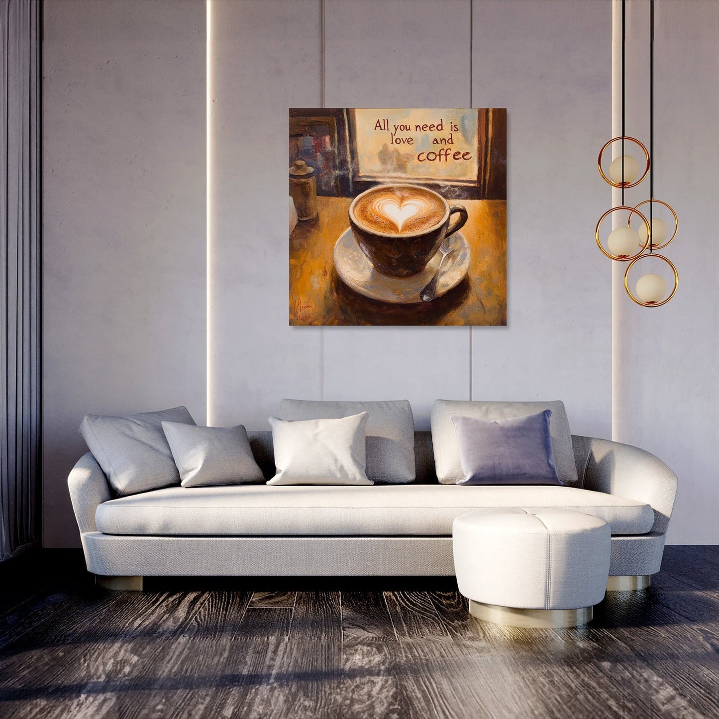 Love & Coffee Heart Canvas
