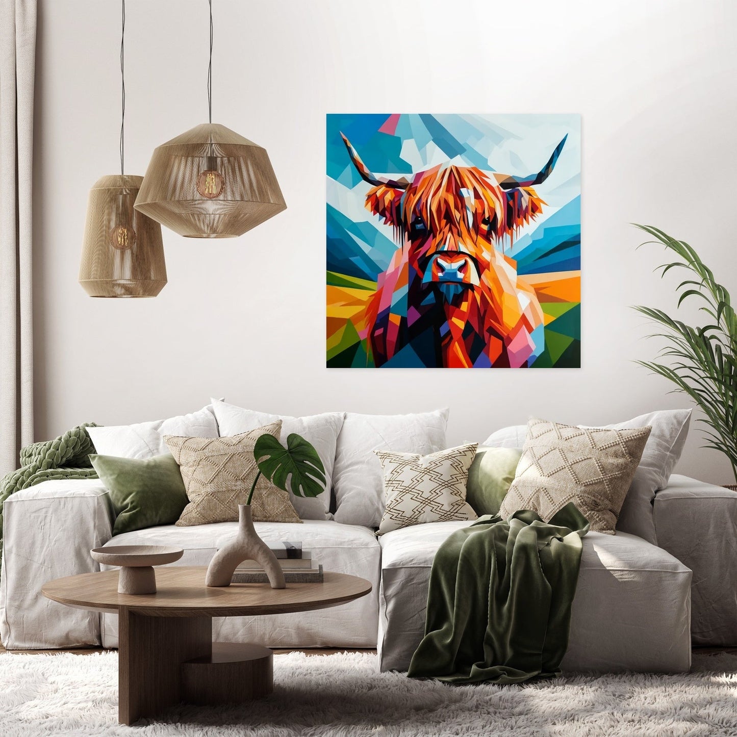 Cubist Highland Cow Essence Canvas