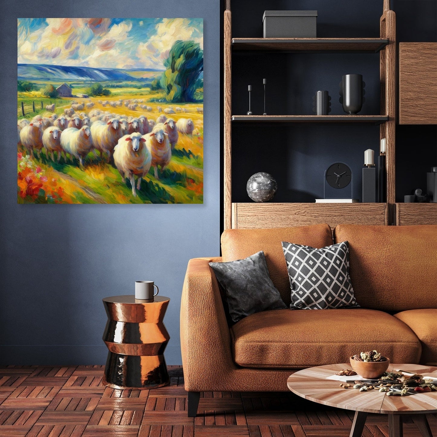 Vivid Pasture Sheep Canvas