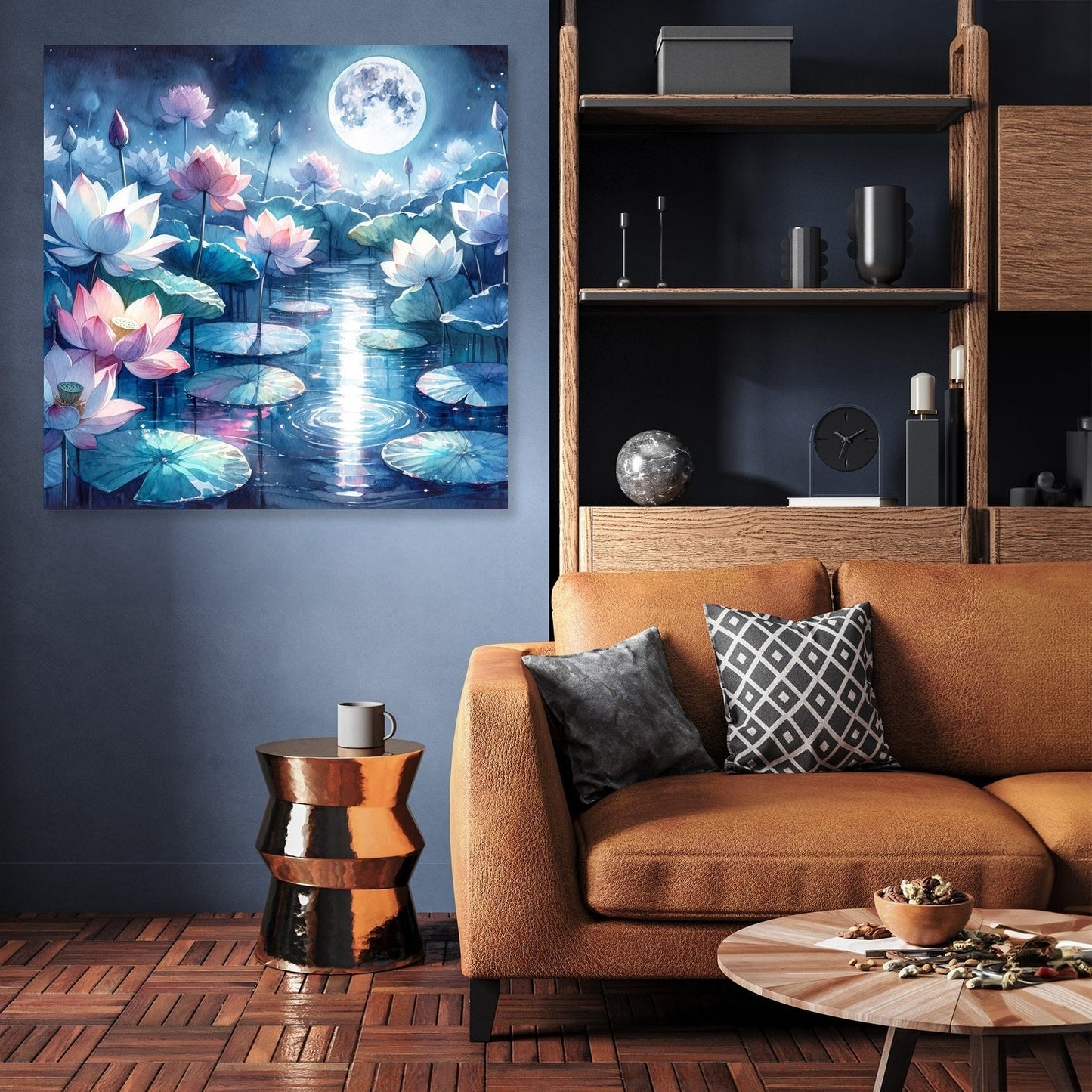 Moonlit Lotus Serenity Canvas