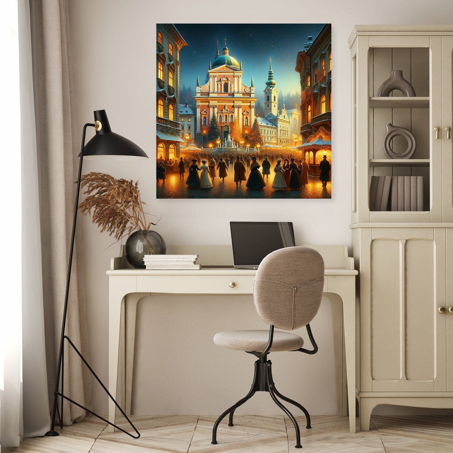 Festive Evening at Prešeren Square Canvas