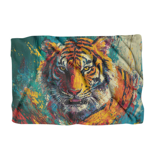 Fierce Tiger on Green Blanket