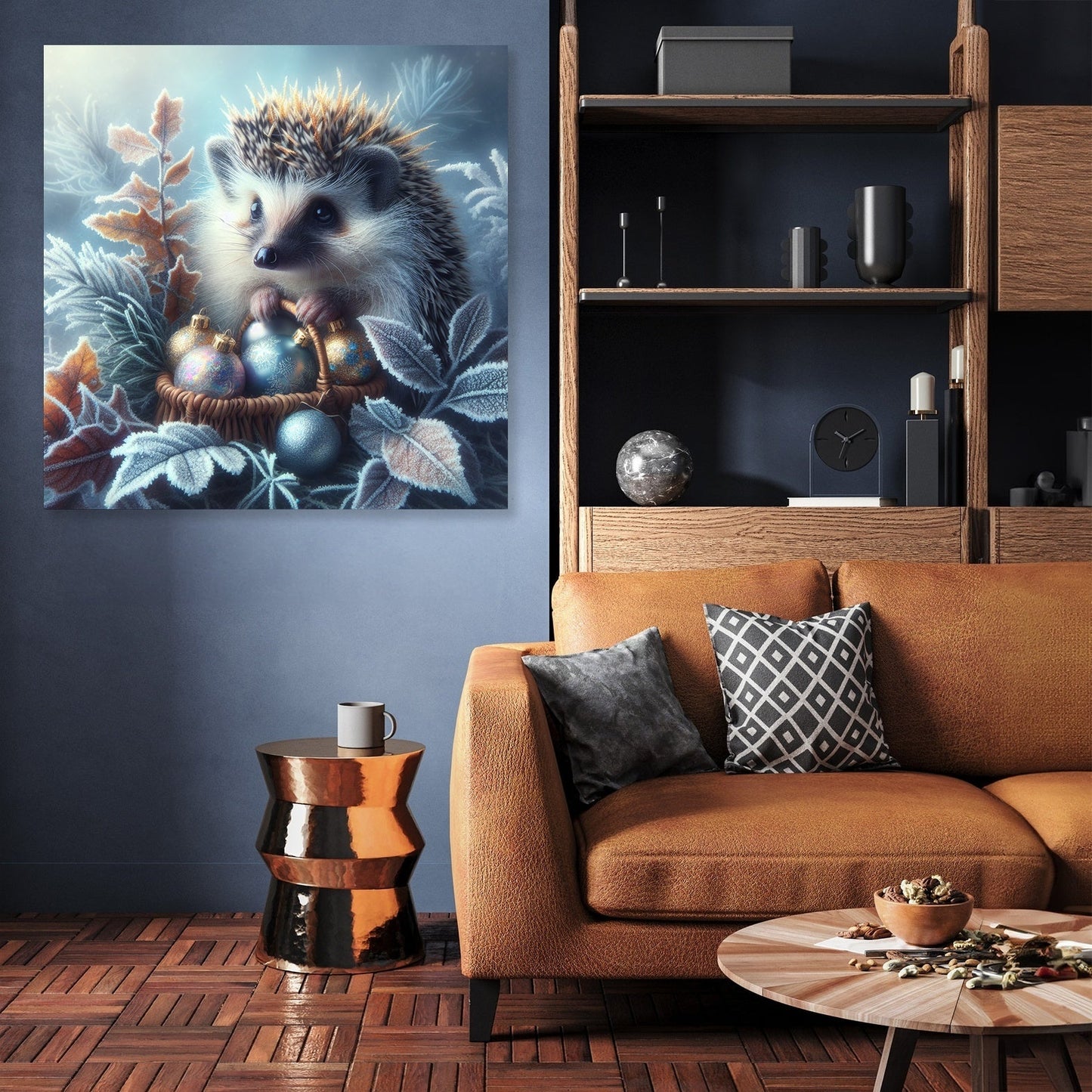 Festive Morning Hedgehog Canvas