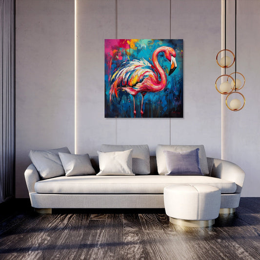 Flamingo's Vibrant Dance Canvas