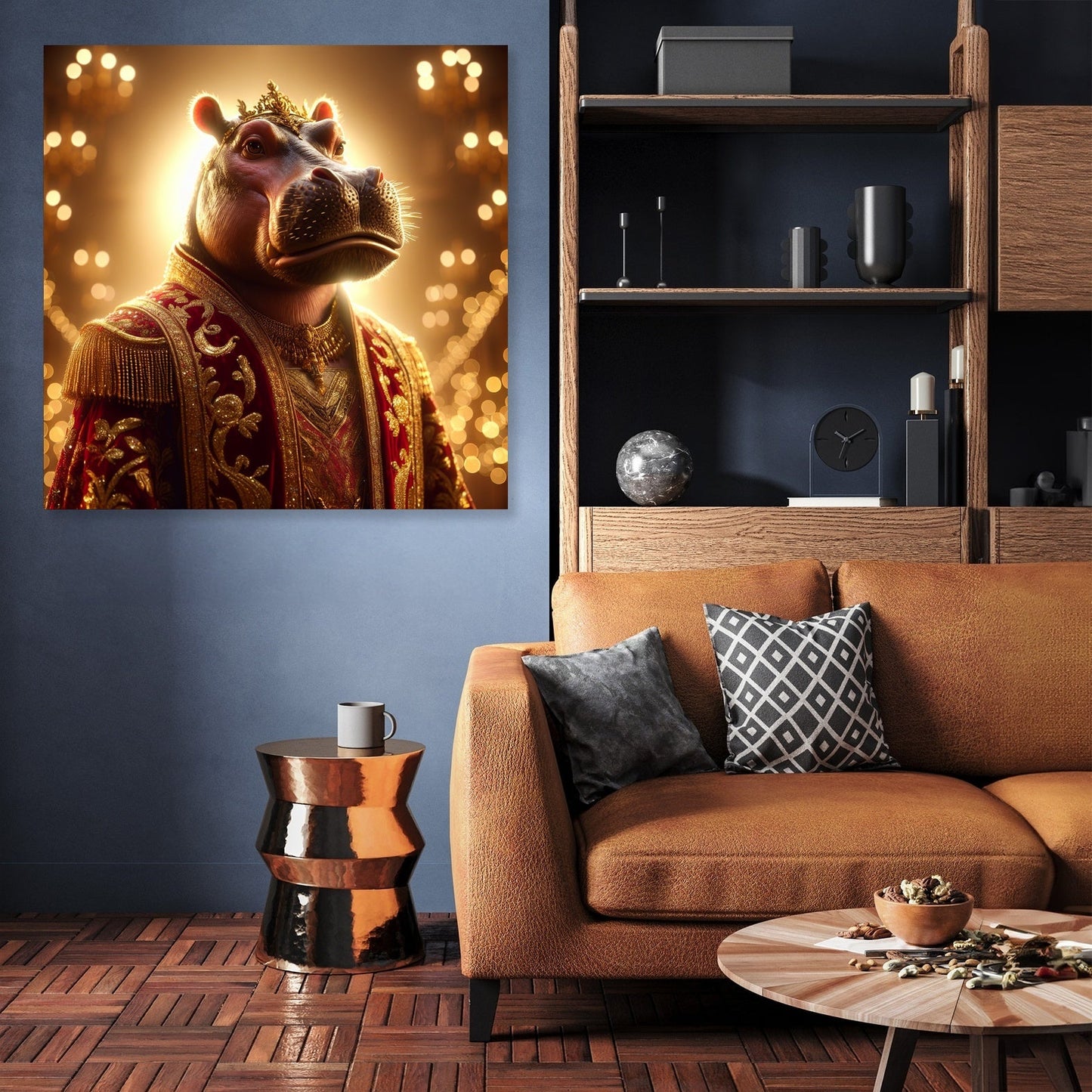 Regal Hippopotamus Elegance Canvas