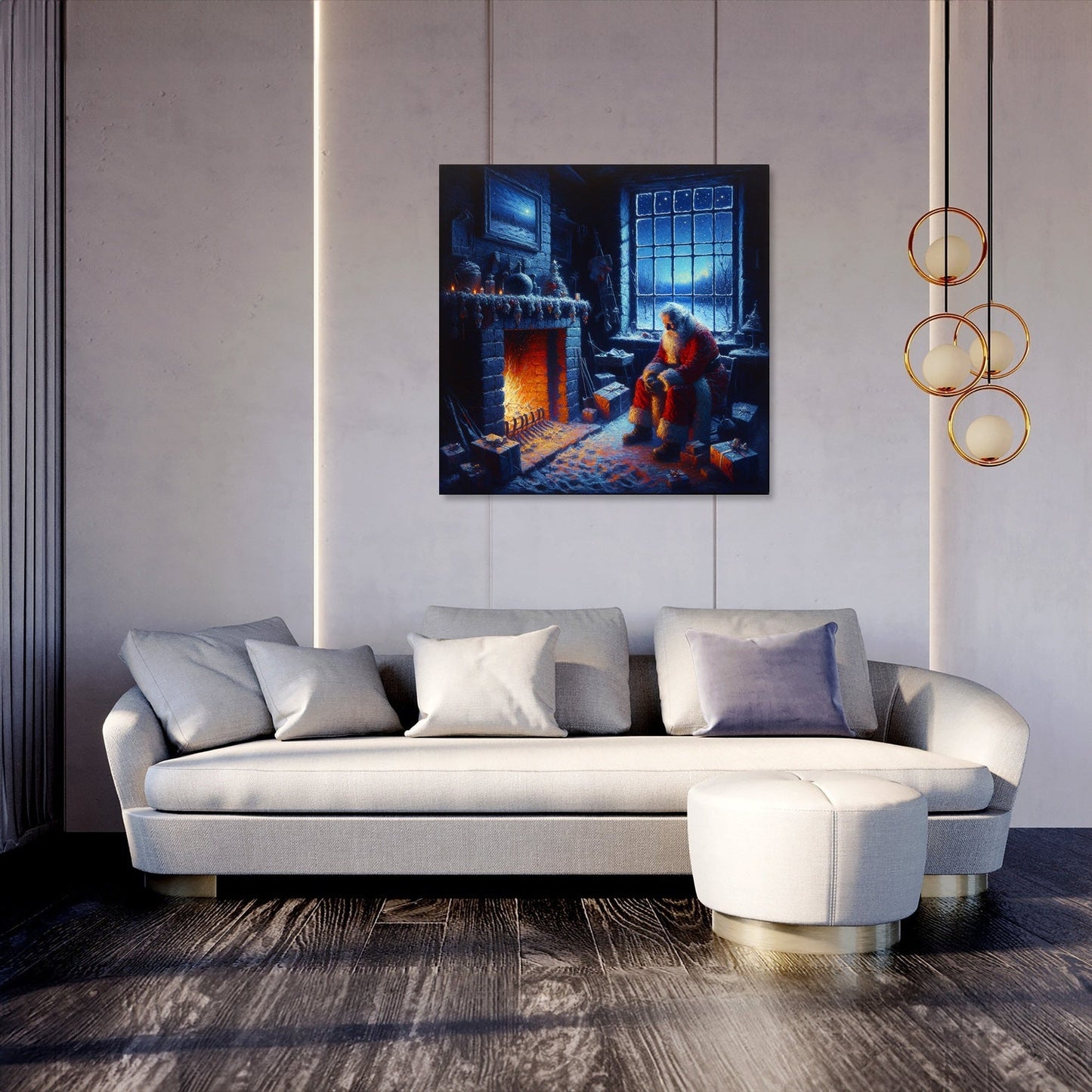 Santa's Solitary Hearth Canvas