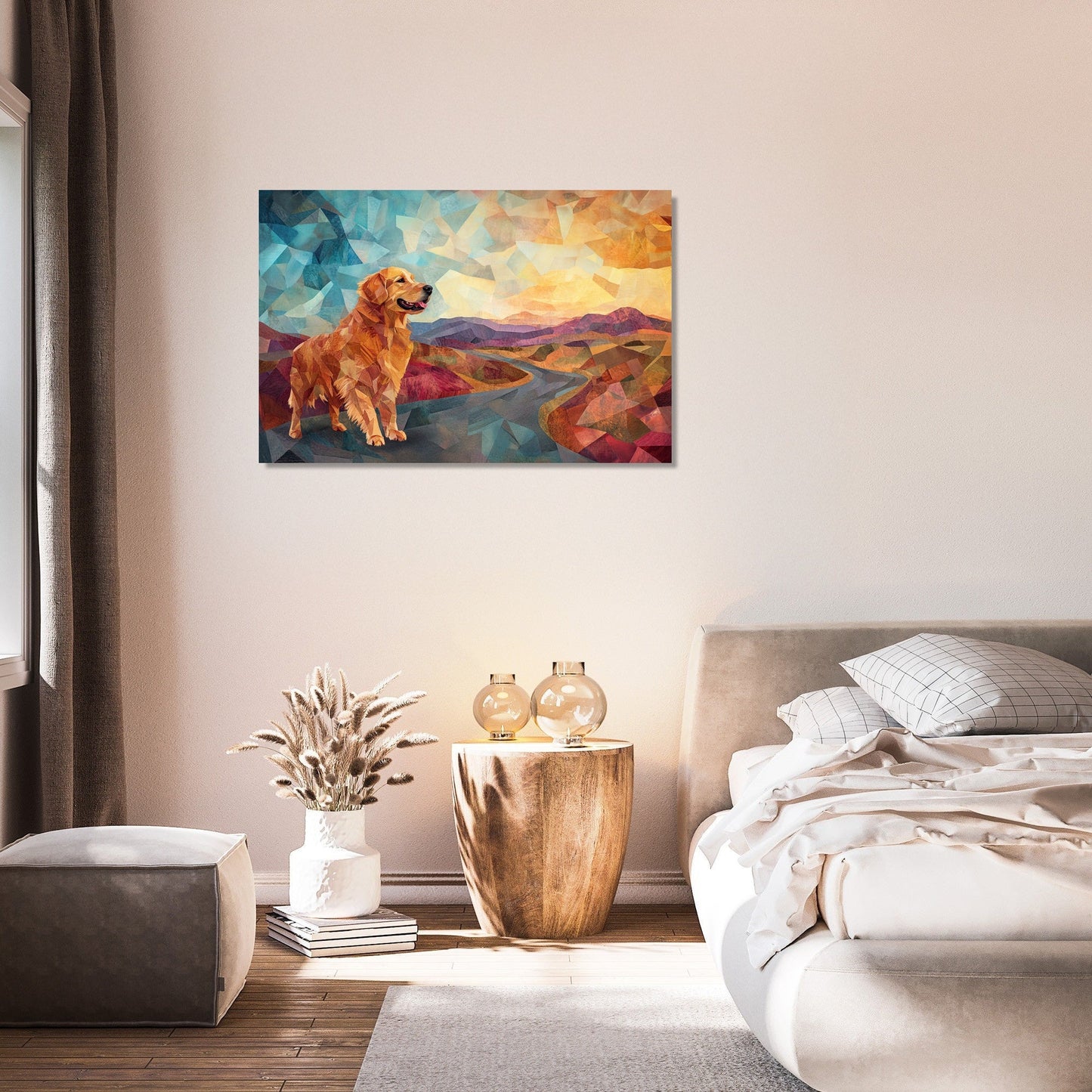 Geometric Golden Retriever Canvas