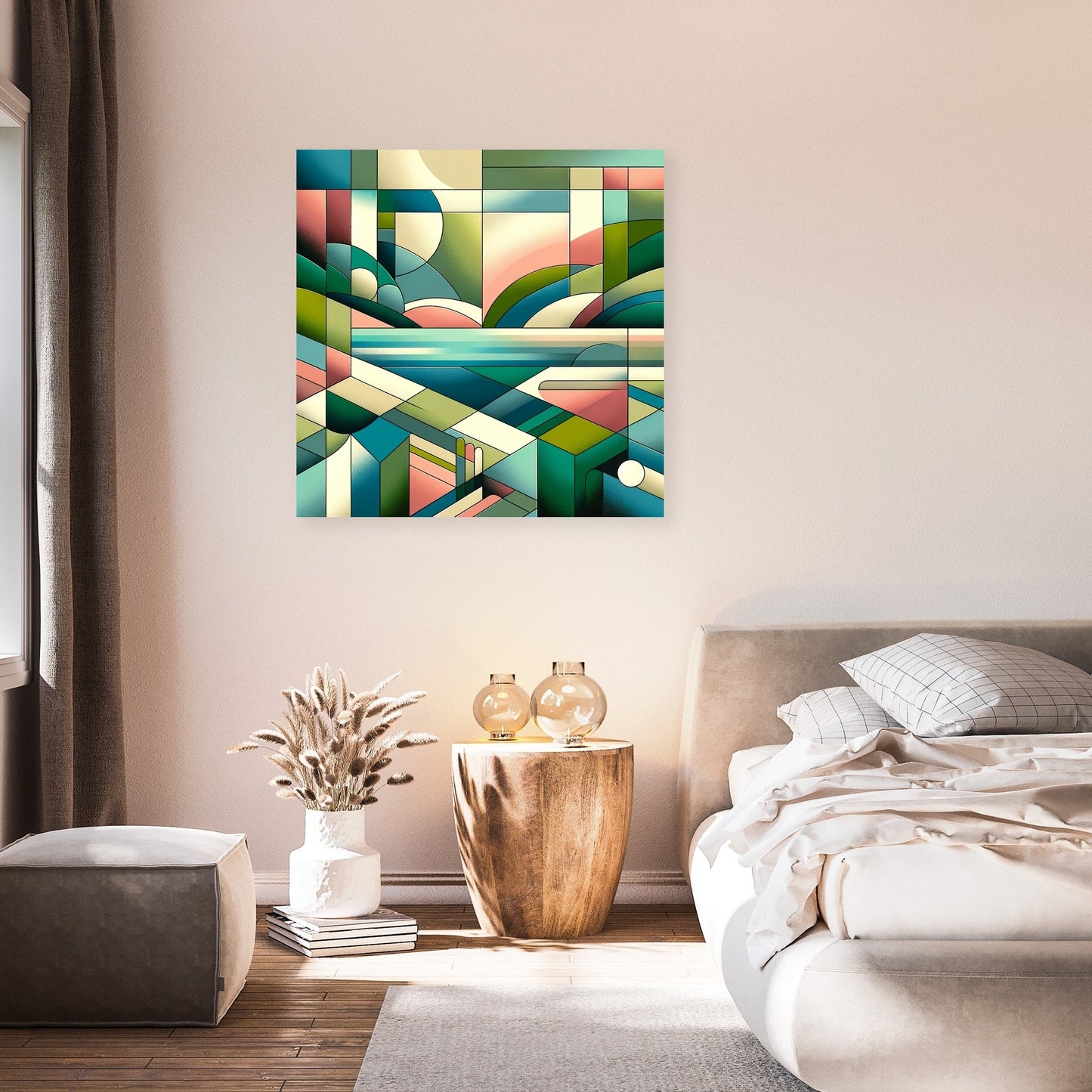 Serene Geometric Landscape Canvas