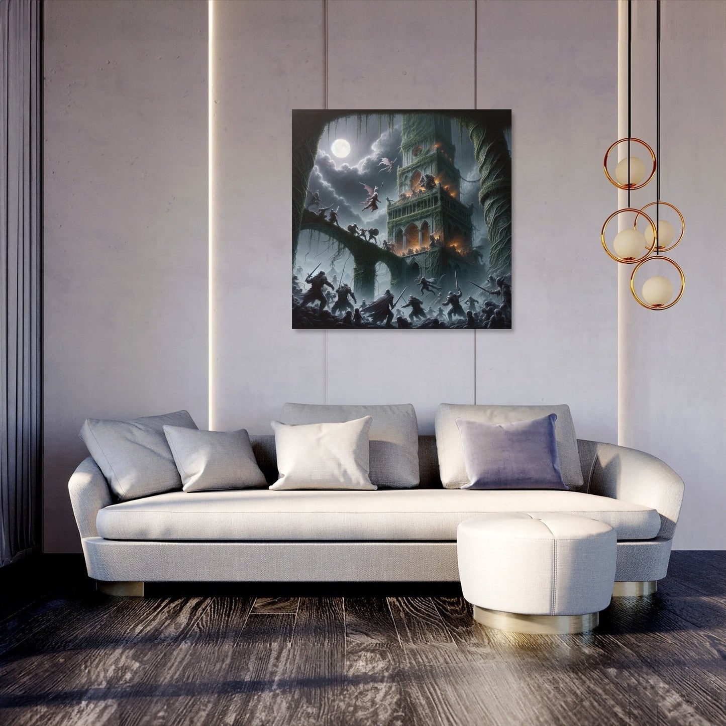 Rescue at the Moonlit Tower Canvas