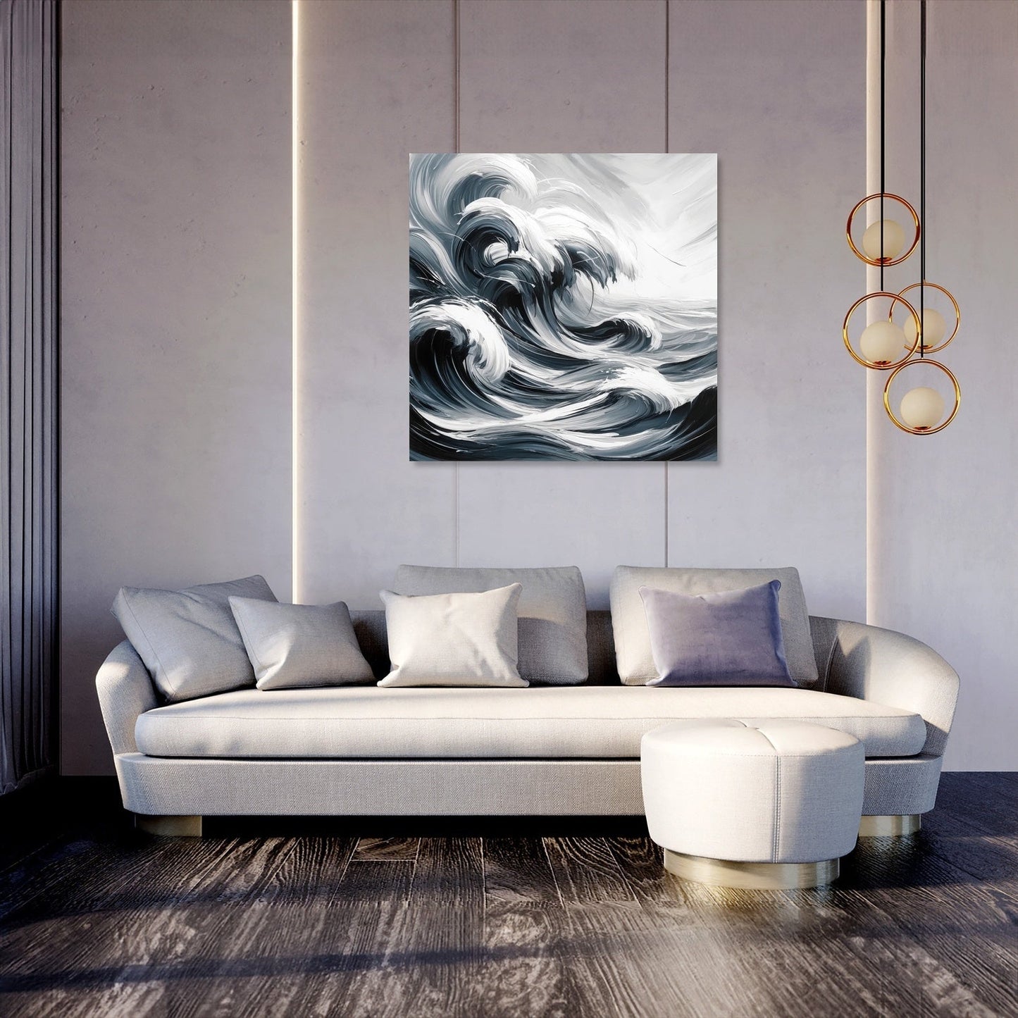 Monochrome Tides Canvas