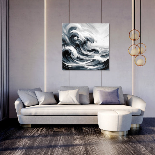 Monochrome Tides Canvas