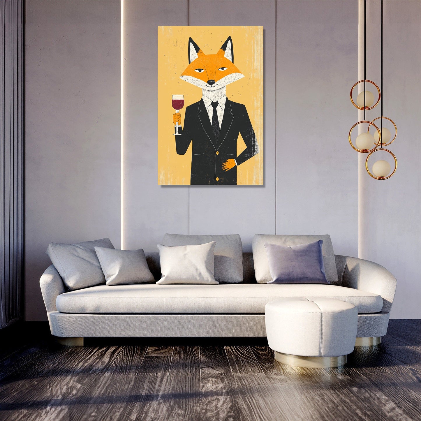 Fox with Wine Canvas