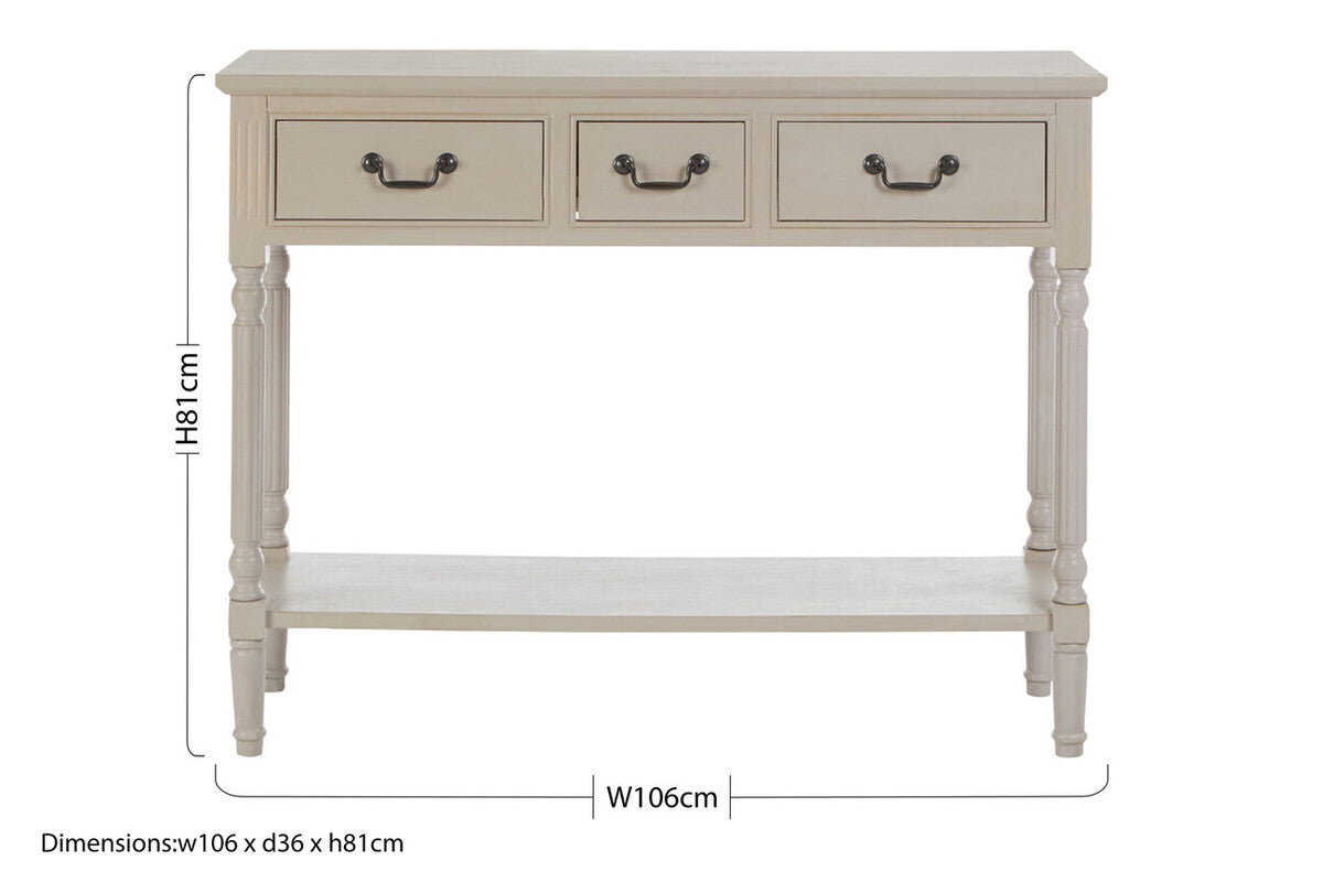 Grey Natural Wooden Two-Tier Display Top Console Table with 2 Drawers and Carved Legs, Heritage