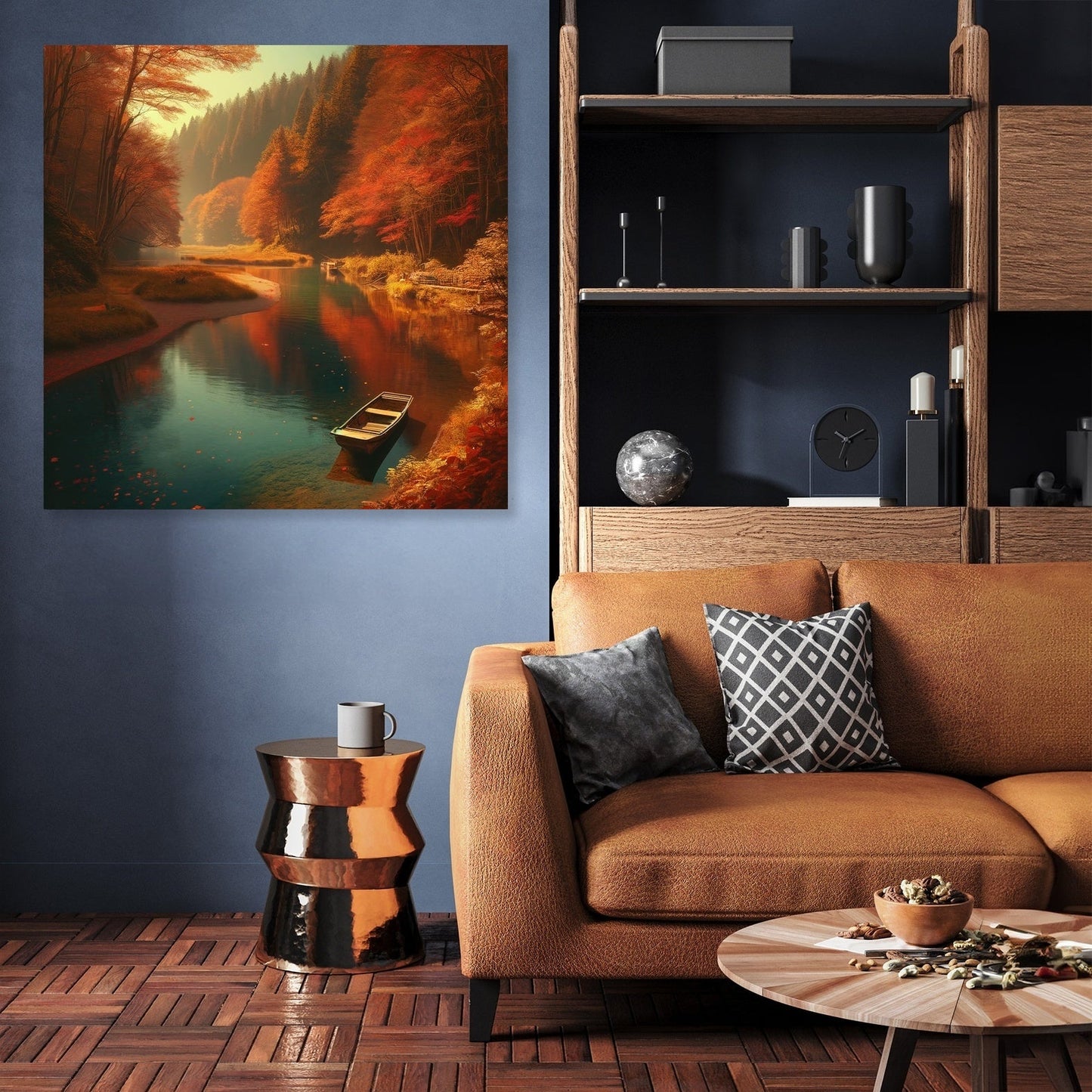 Autumn River Tranquility Canvas