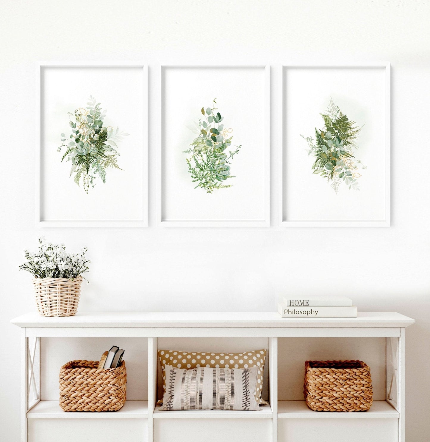 Botanical art prints | set of 3 wall art for living room