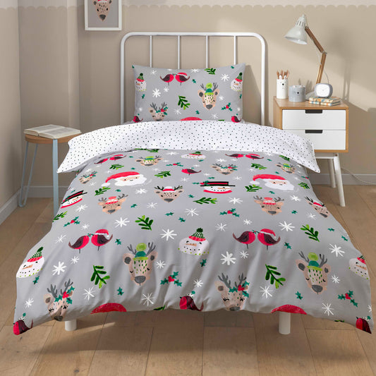 Festive Holiday Santa Duvet Cover Set with Pillowcases Reversible Xmas Design OEKO-TEX Certified Cosy Winter Bedding by OLIVIA ROCCO