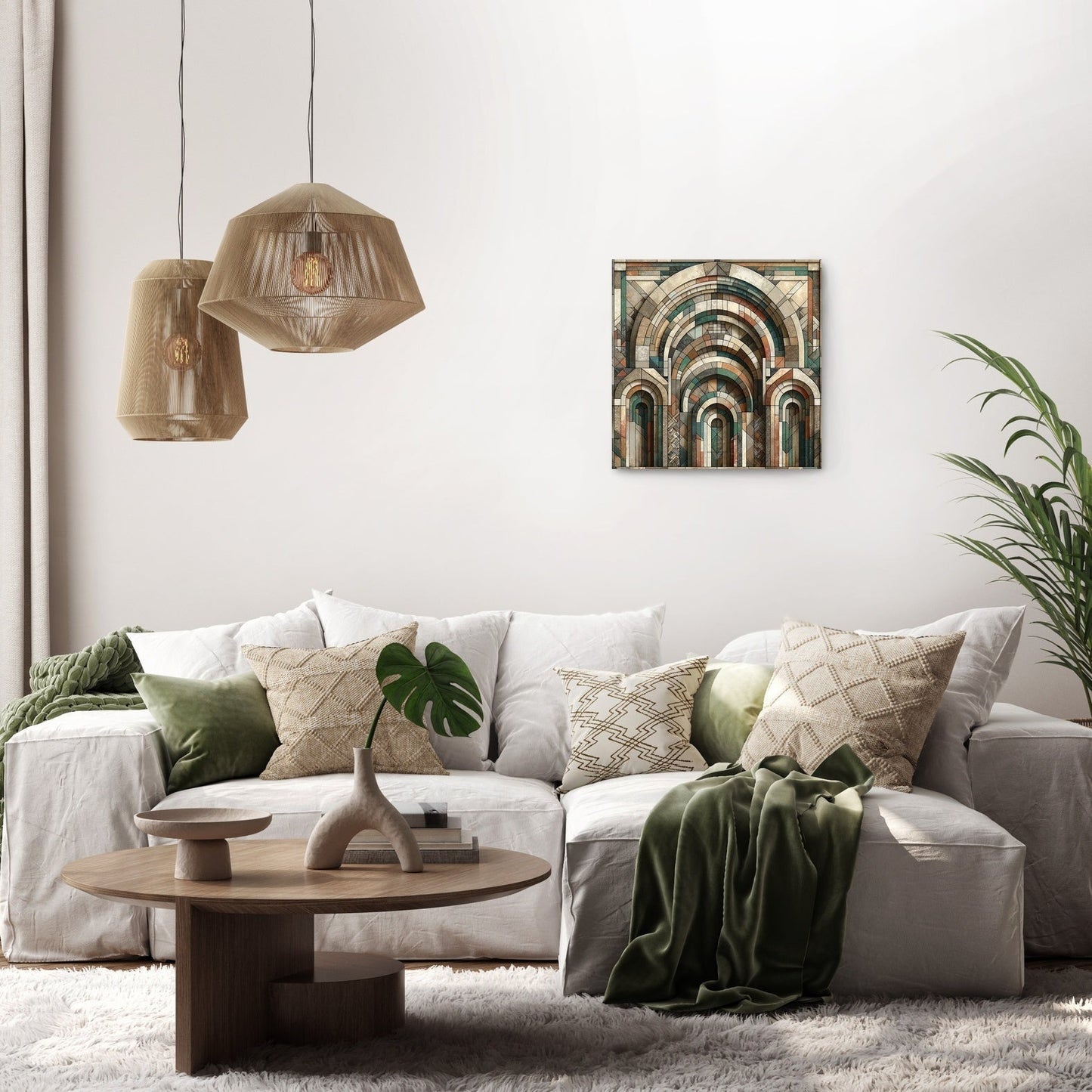 Geometric Harmony of Rustic Arches Canvas