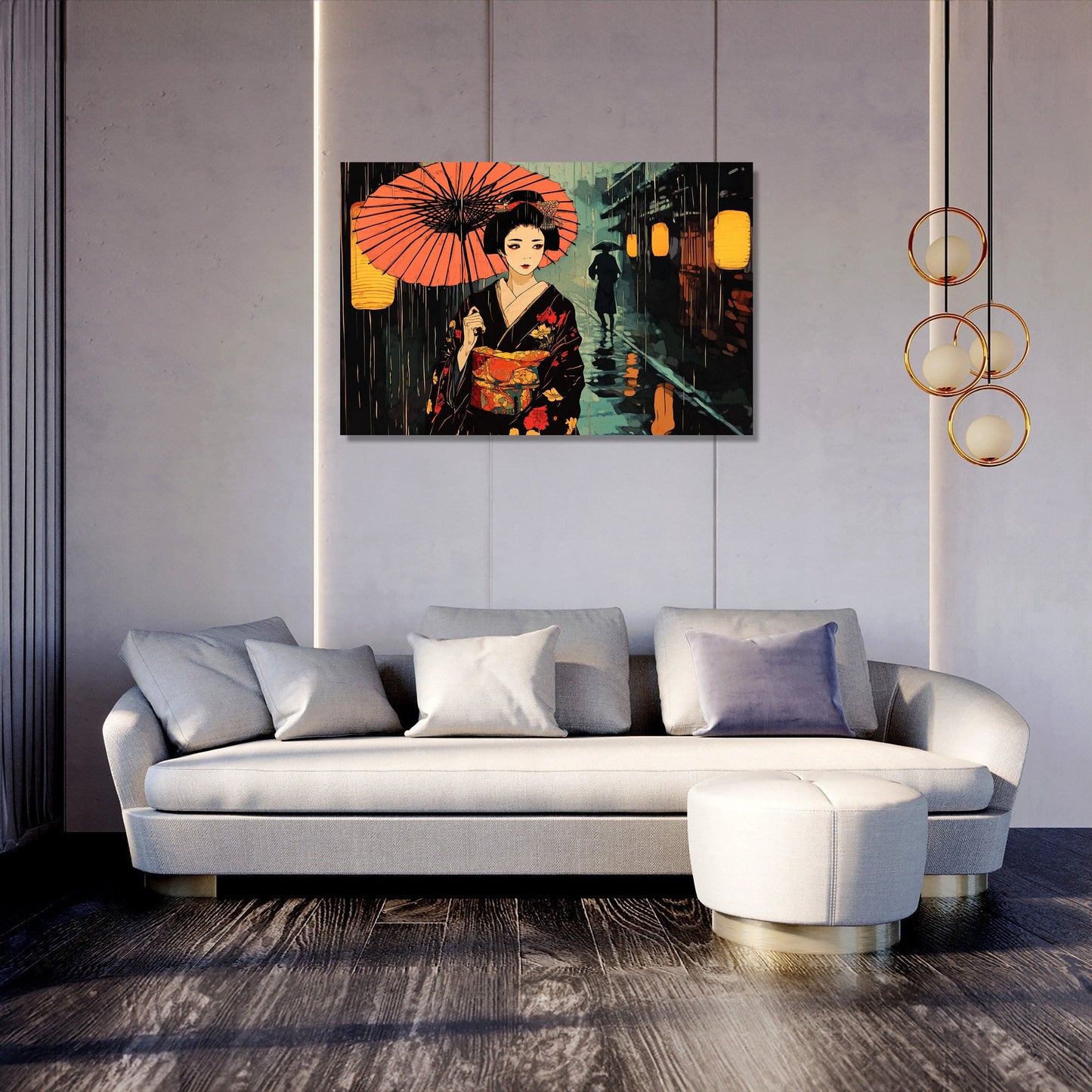 Geisha in the Rain Canvas
