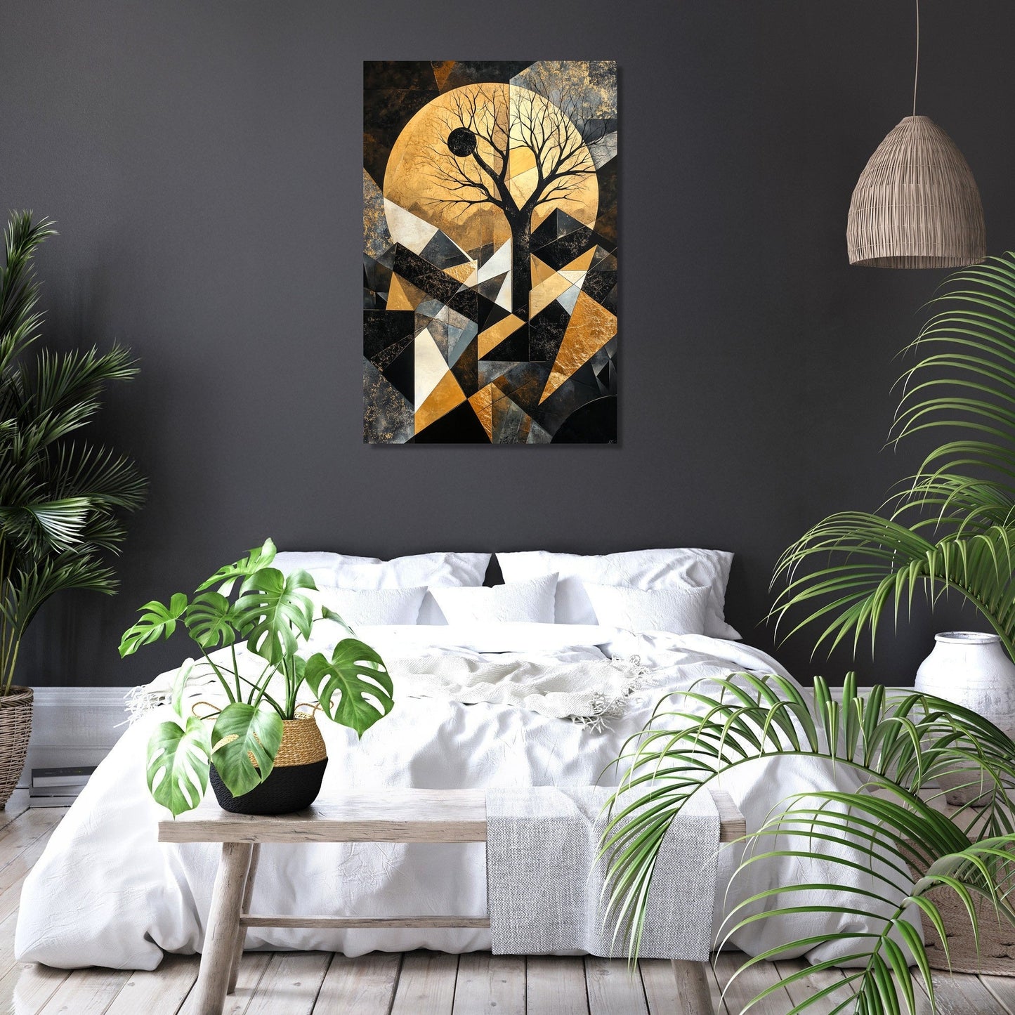 Geometric Nightscape Canvas