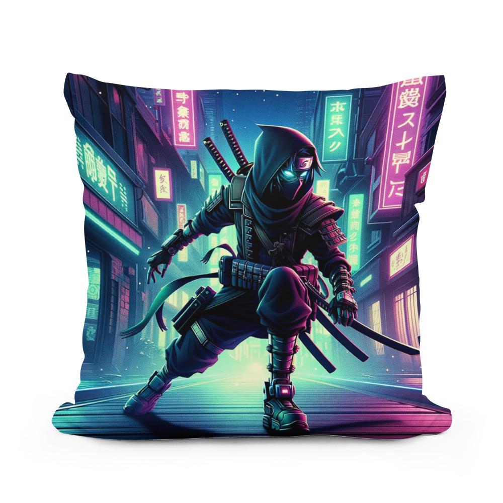 Neon Shadow Ninja Cotton Cushion