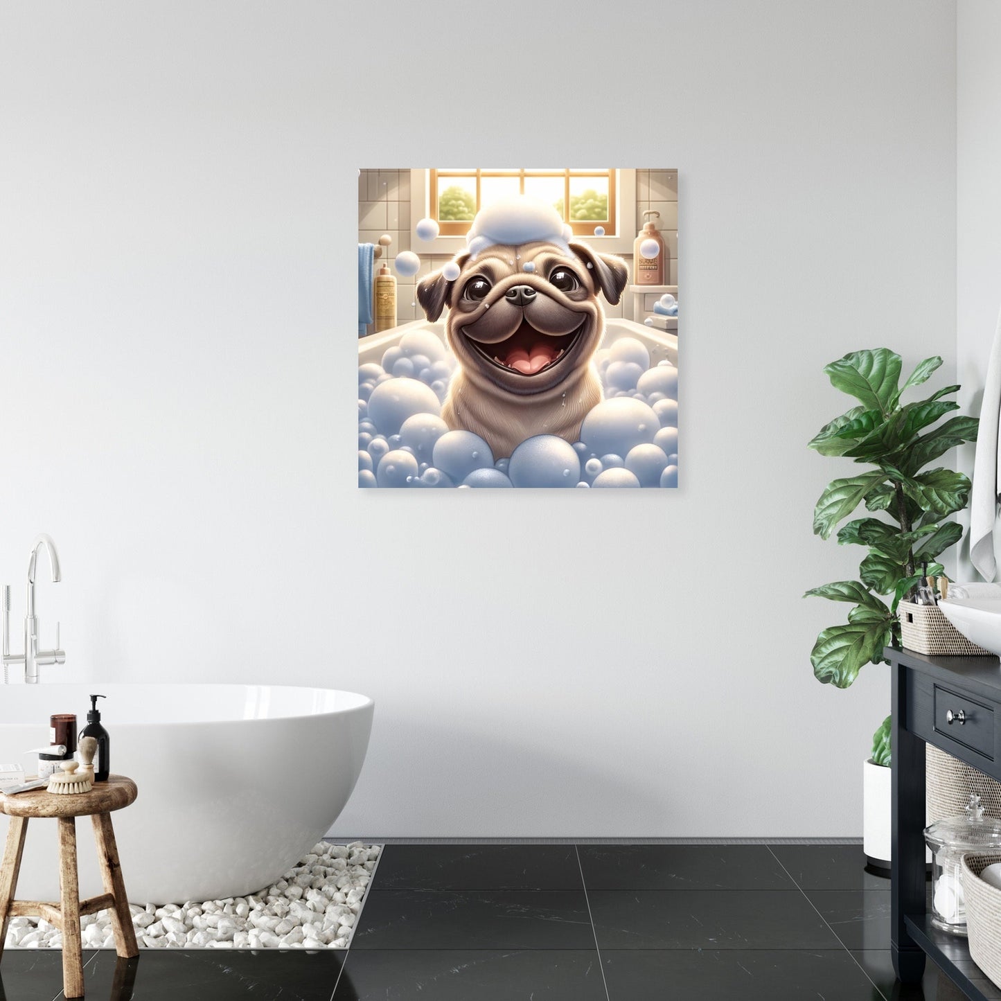 Bubbly Pug Bliss Canvas