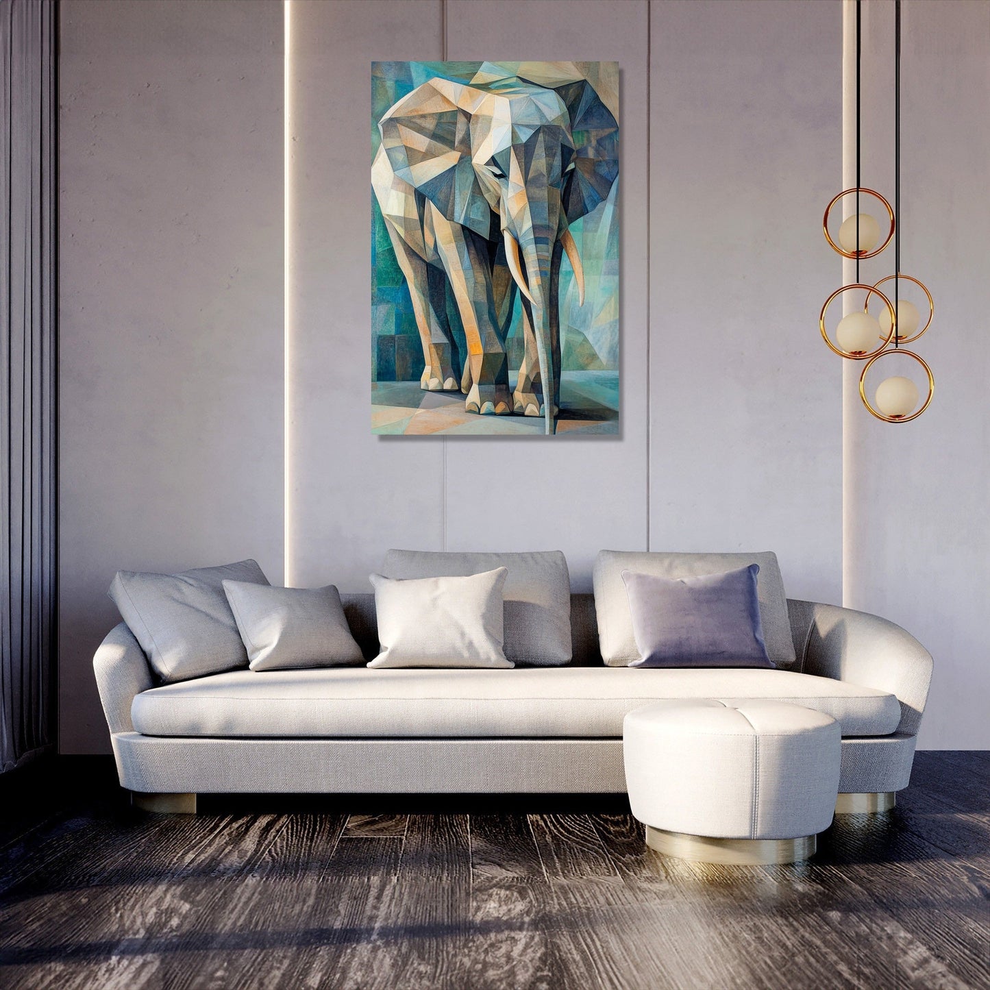 Geometric Majesty Elephant Canvas