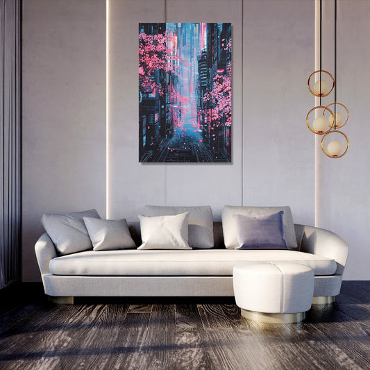 Neon Cyberspace Canvas