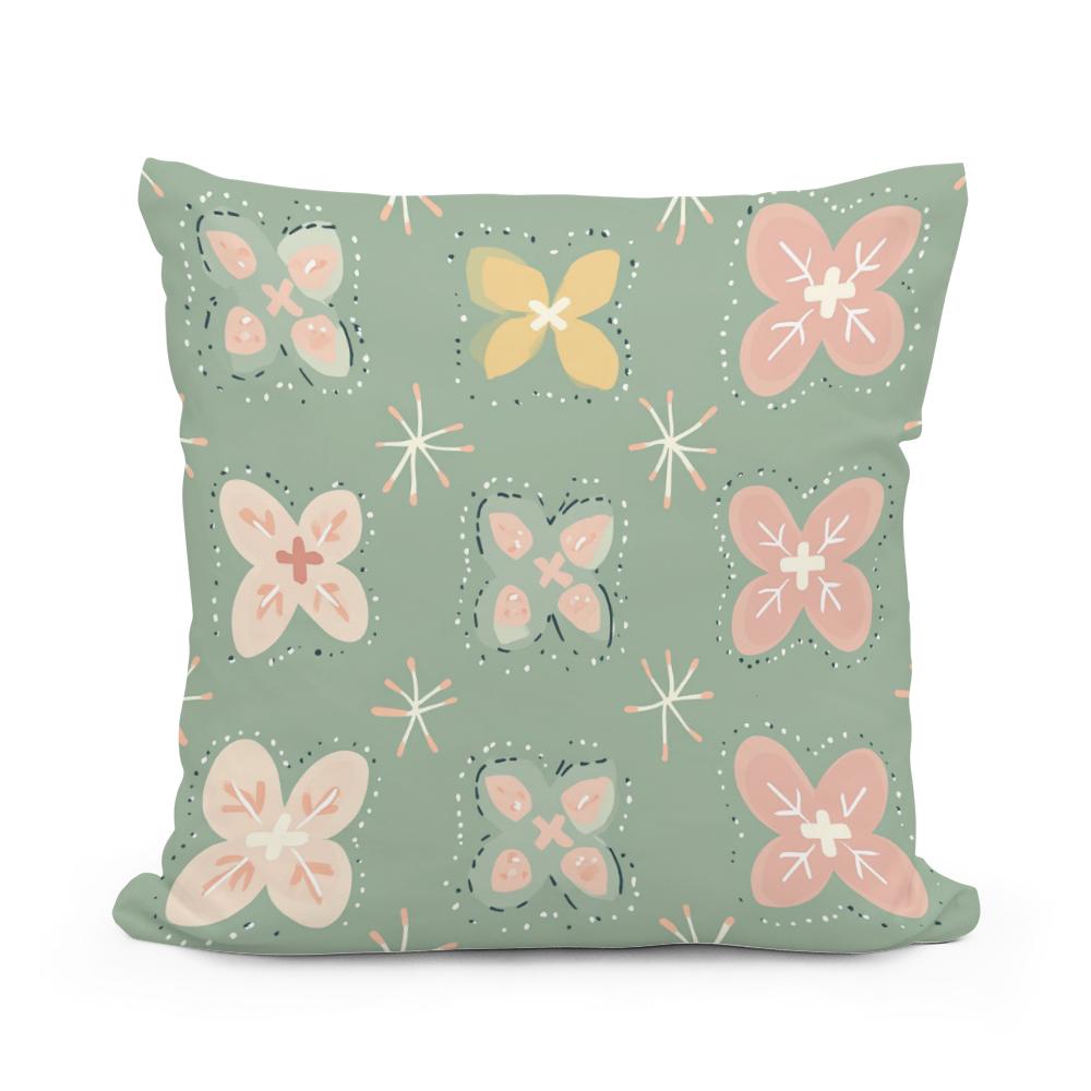 Pistachio Modern Folk Art Cotton Cushion