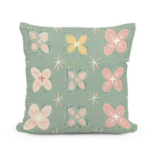 Pistachio Modern Folk Art Cotton Cushion