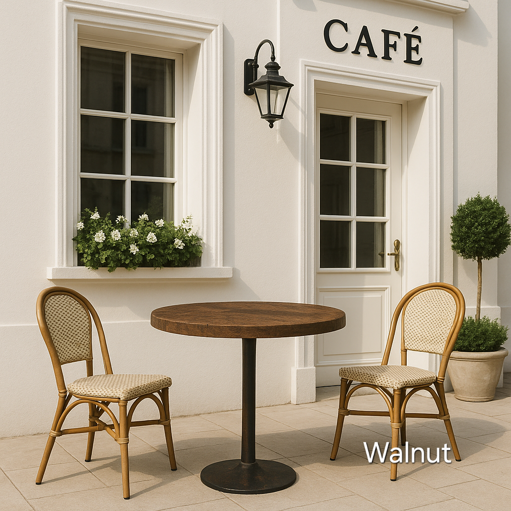 Round Solid Wood Dining Tables With Pole Leg For Cafes and Restaurants (Bulk Order)