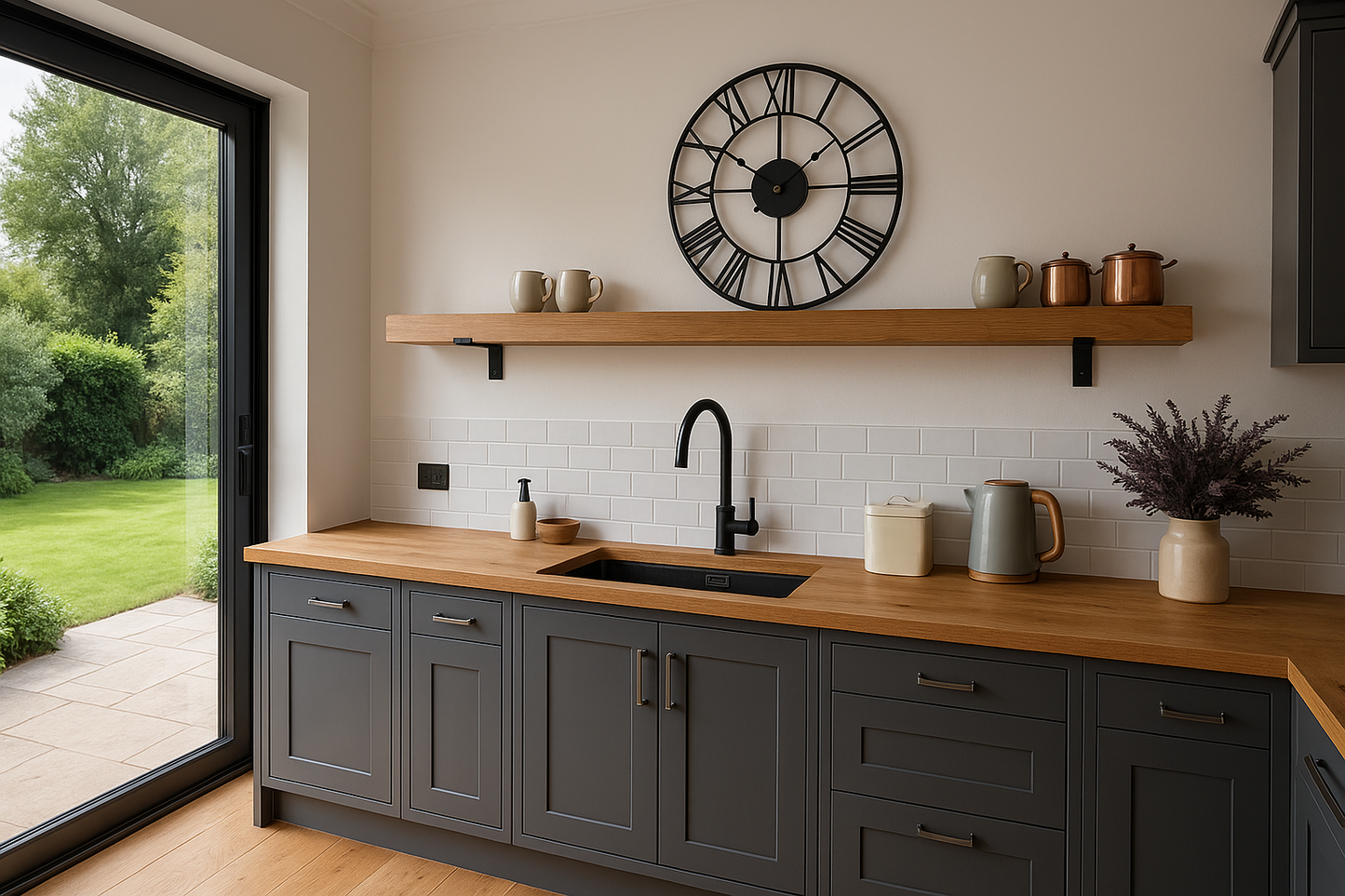 Rustic Wooden Shelf with Metal Brackets