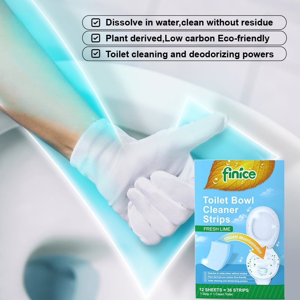 Finice Toilet Bowl Cleaner Strips – Plant-Based, Eco-Friendly, Fresh Lime, 36 Cleans