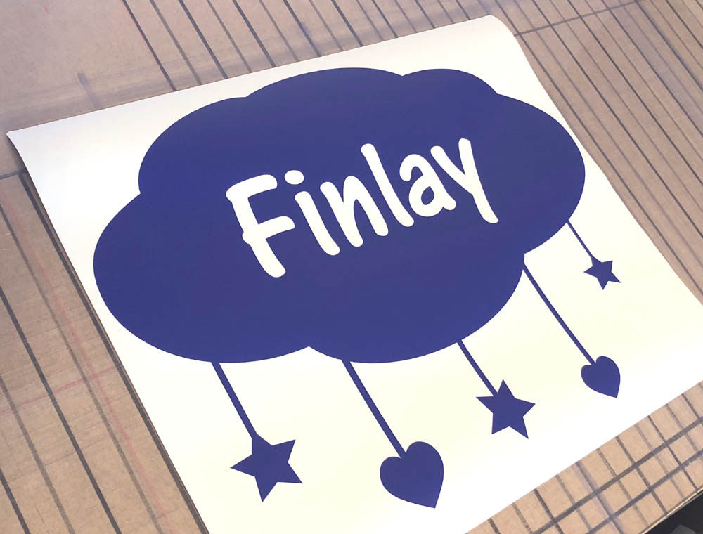 Cute Vinyl Name Sticker Cloud for Nursery