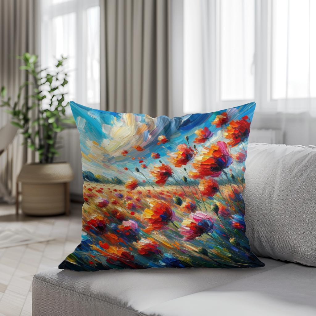Whispering Poppies Cotton Cushion