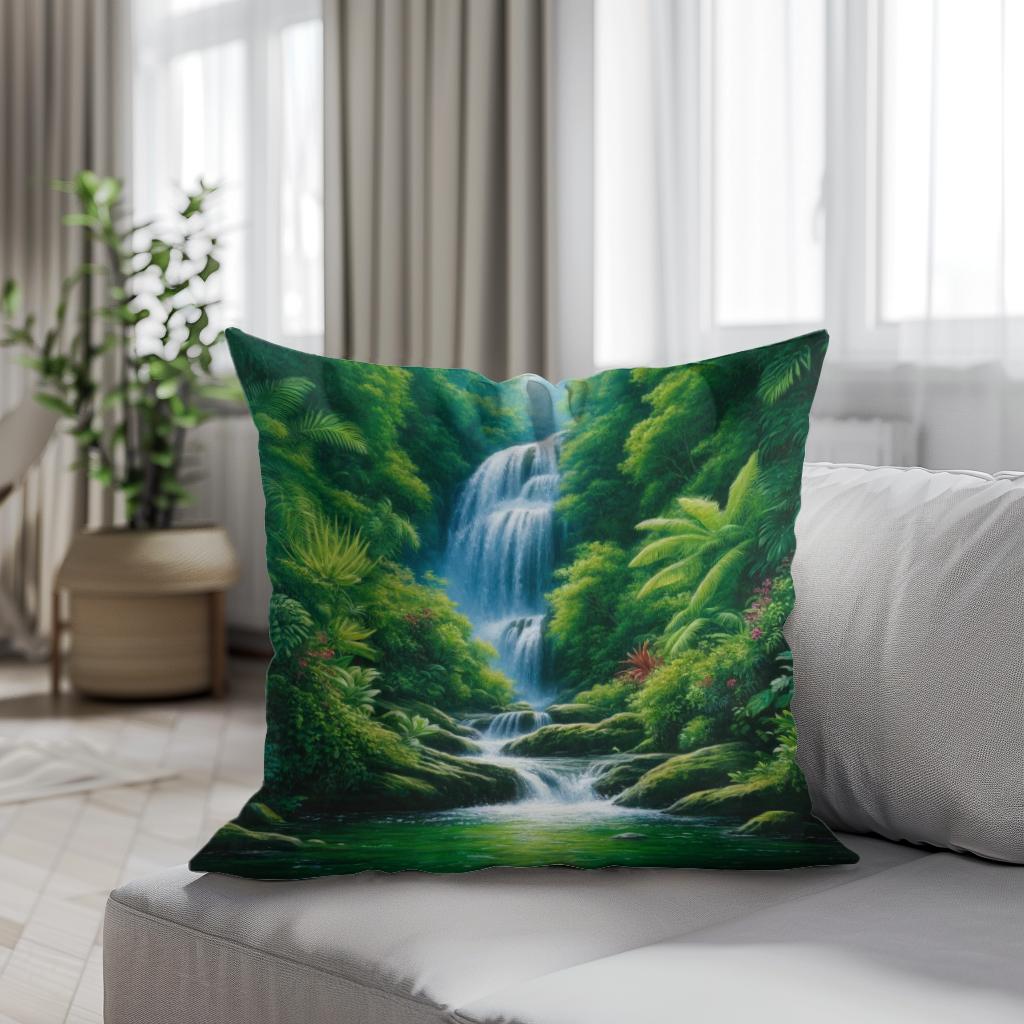 Rainforest Cascade Cotton Cushion