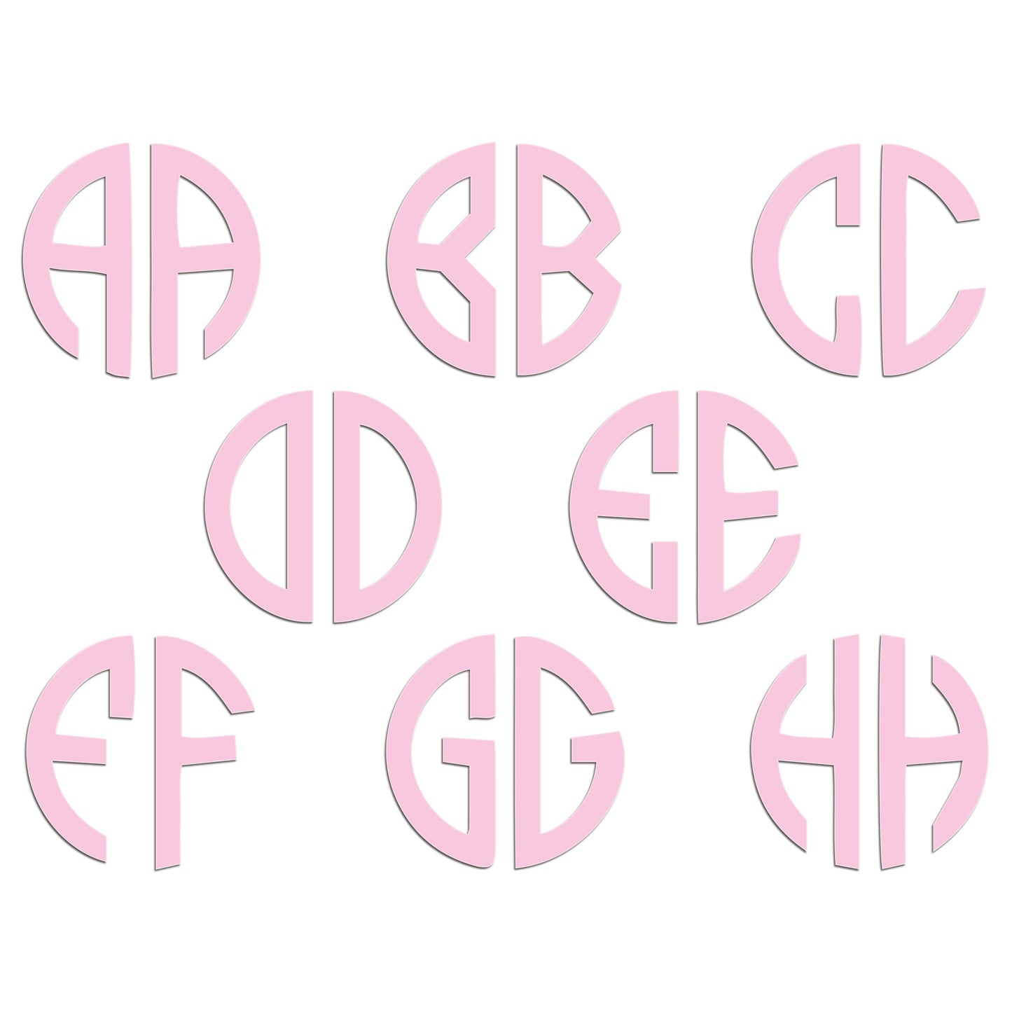Personalised Monogram Initials Iron On Transfer, Soft Pink