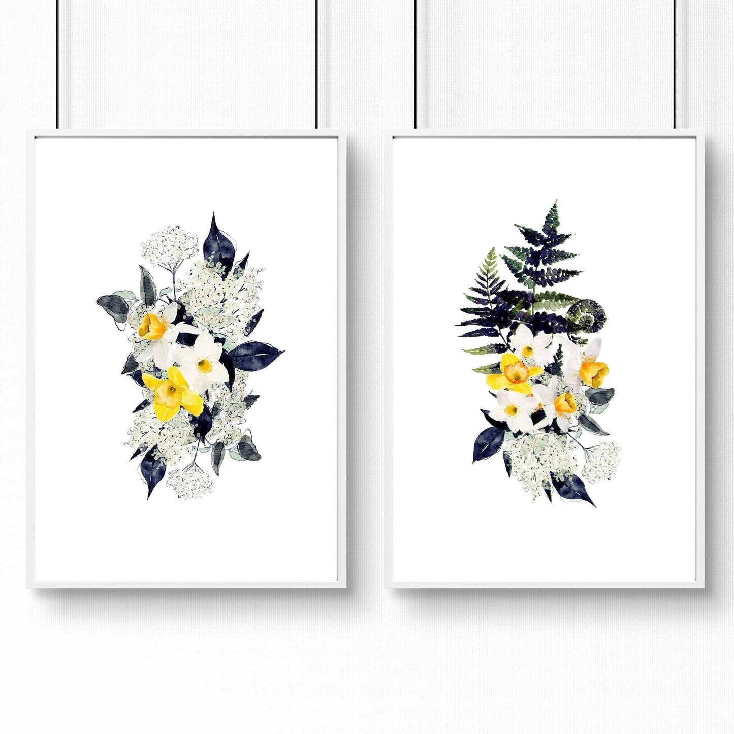 Wall art for bathroom walls | set of 2 Floral wall art prints