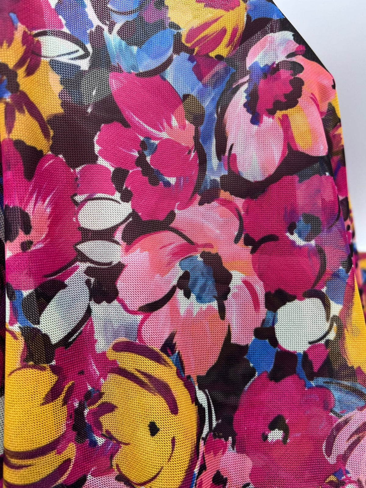 Multi coloured Floral Mesh Fabric Stretch