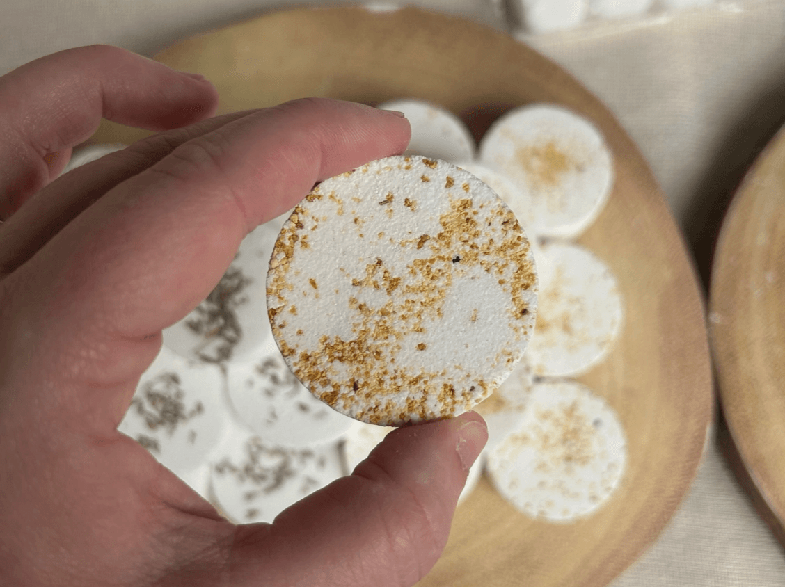 Floral Topped Shower Steamer For Stress-Free Relaxation, Sweet Orange Lemongrass Essential Oils