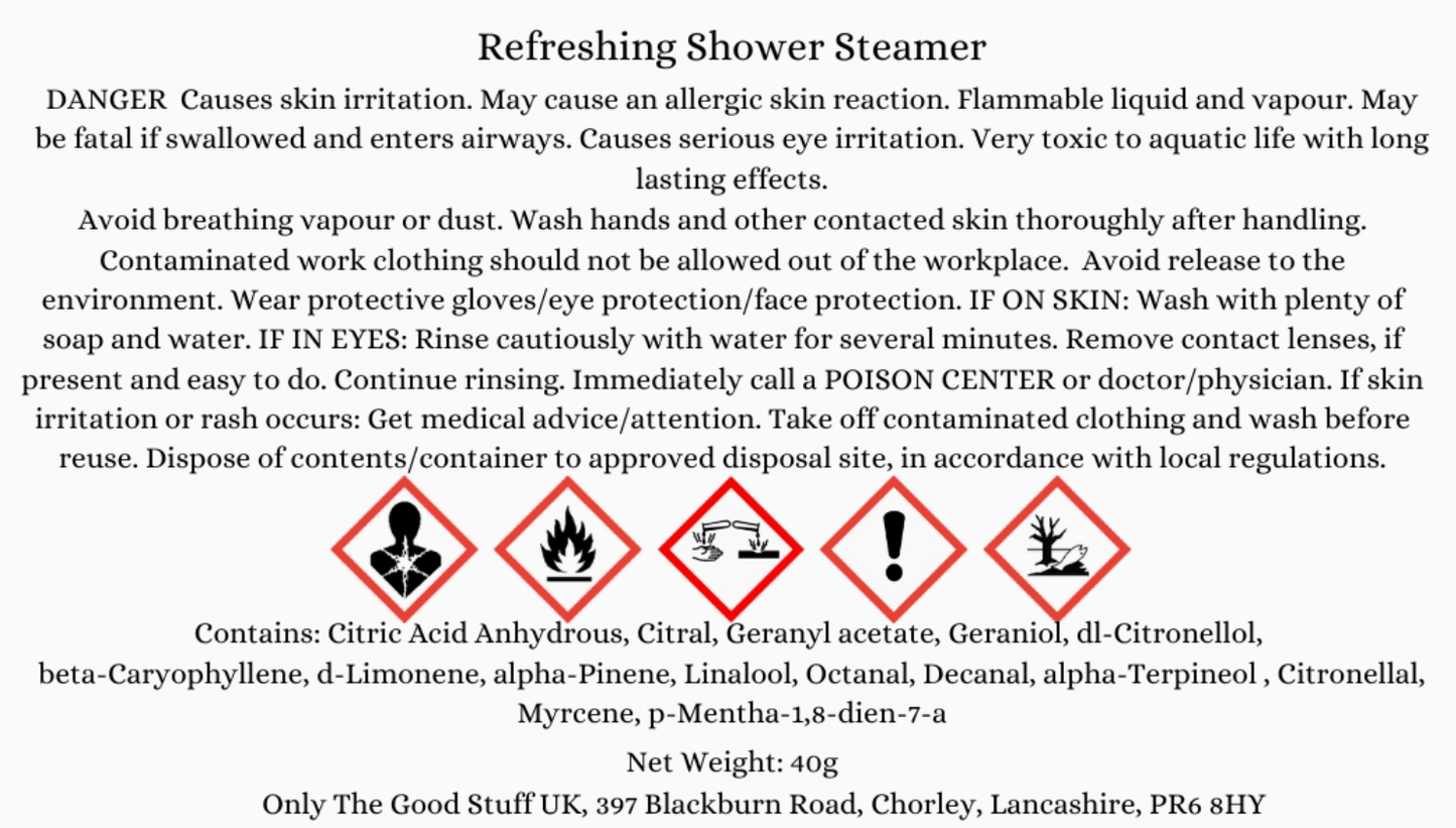 Floral Topped Shower Steamer For Stress-Free Relaxation, Sweet Orange Lemongrass Essential Oils