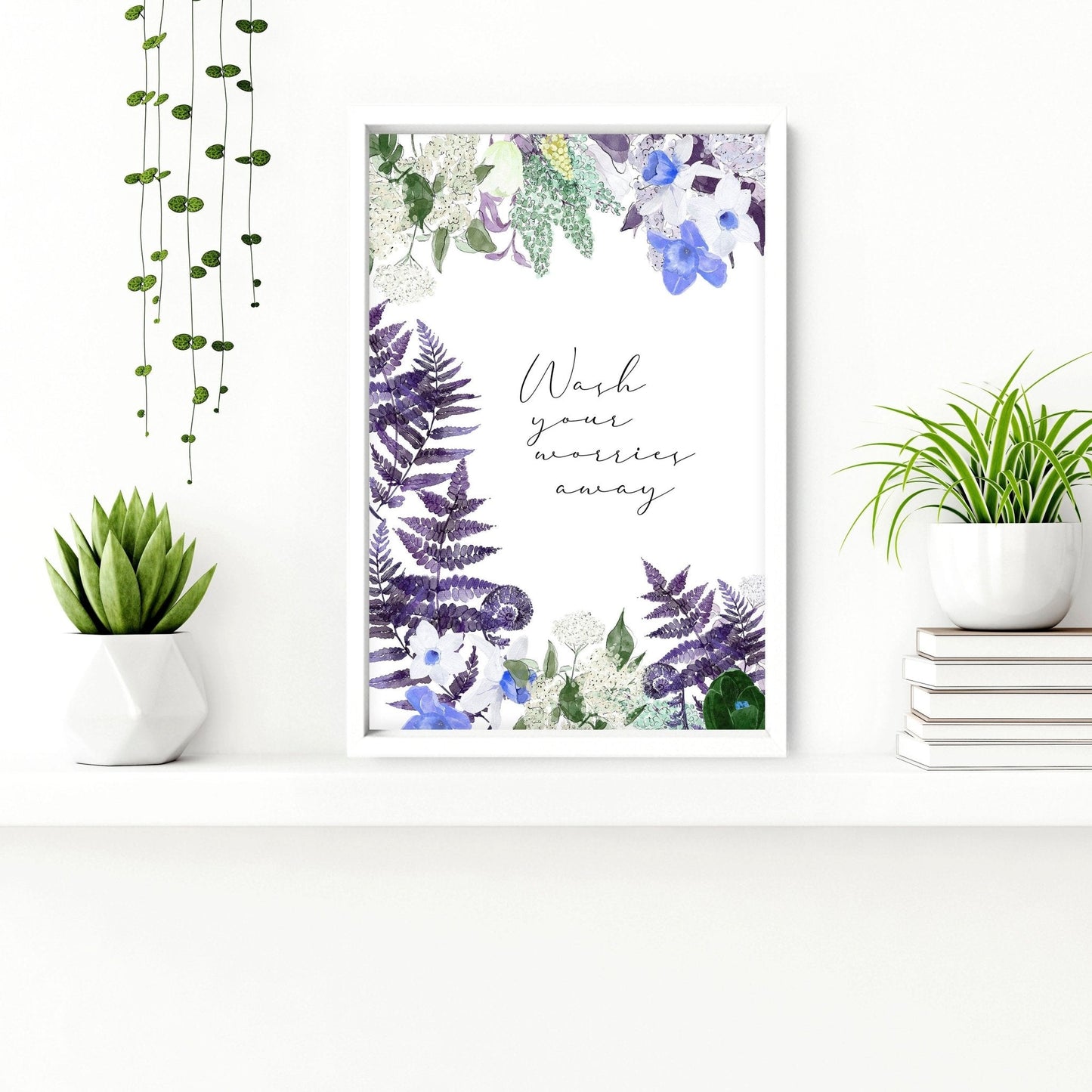 Wall art for bathrooms | set of 2 Floral wall art prints