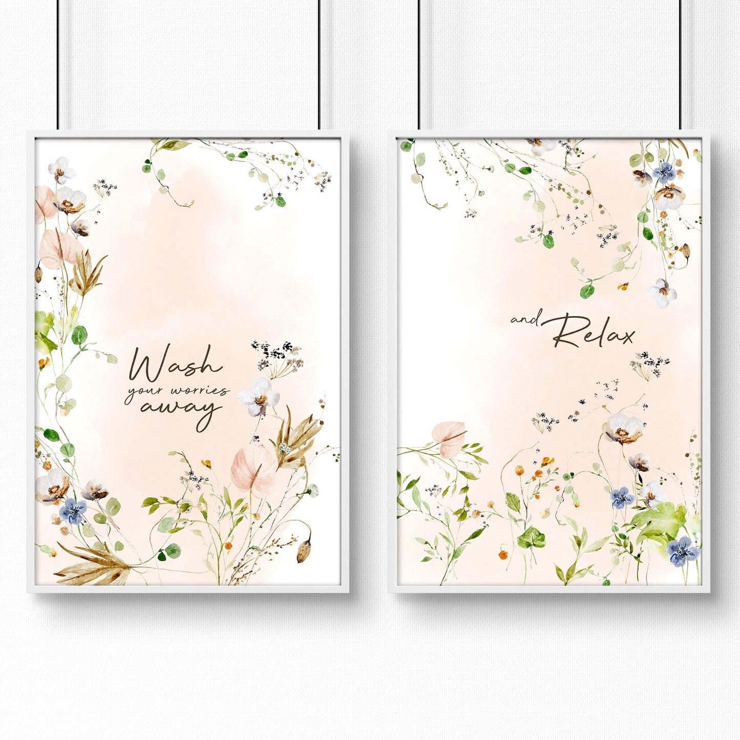 Bathroom decoration items | Set of 2 Shabby Chic wall art