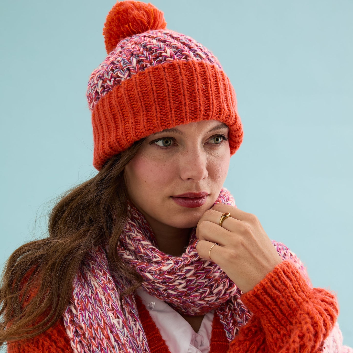 Florence Twist Oversized Knitted Scarf - Orange