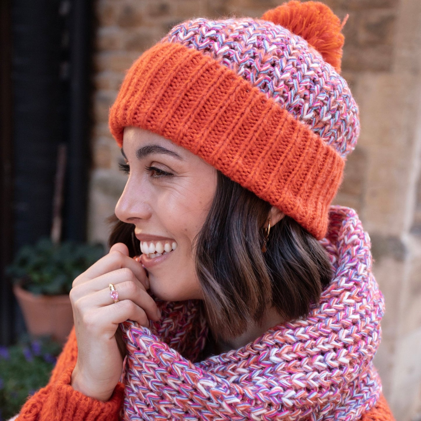 Florence Twist Oversized Knitted Scarf - Orange