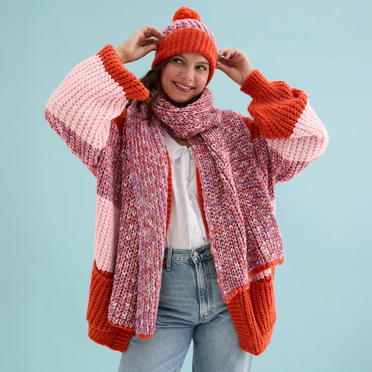 Florence Twist Oversized Knitted Scarf - Orange