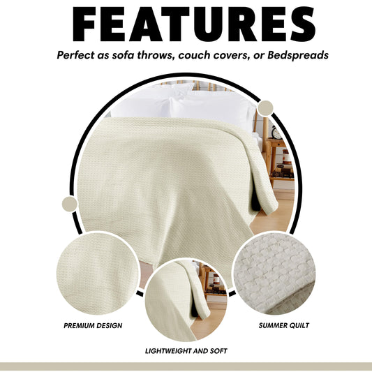 Florian Checked Throw Blanket Natural Bedspread for Sofas Armchairs Sofa Settee Couch Beds & Couches by OLIVIA ROCCO